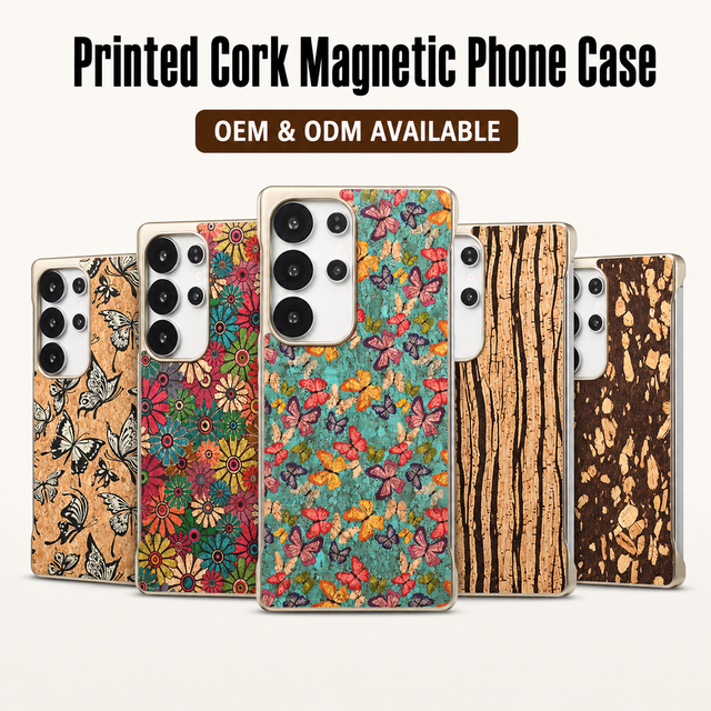 OEM/ODM Factory Direct Custom Cork Irregular Floral Magnetic Wireless Charging Shockproof Phone Case for Samsung Series