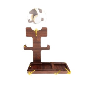 Soporte de madera para auriculares, bandeja de almacenamiento multifuncional para billetera, llave, reloj, organizador de oficina, tipo rectangular - Product Image 1