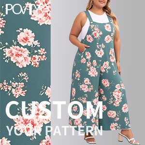POVTY personnalisé grande <span class=keywords><strong>taille</strong></span> décontracté été pantalon à jambes larges sans manches sangle coupe ample combinaison avec poches pour femmes barboteuses <span class=keywords><strong>salopette</strong></span> - Product Image 3