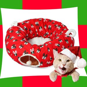 Esplosioni natale nido di animali domestici rosso gatto Tunnel letto atmosfera divertente con fori per praticare materiale di peluche per dormire cartone - Product Image 3