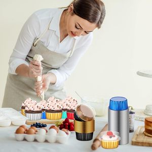 Cupcake Baking Cups <b>Containers</b> Disposable Baking Pans <b>Aluminum</b> Foil Baking Ware for Cake Cup with Lids - Product Image 3