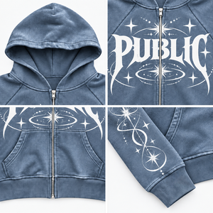 Private Label Custom Zip-Up Oversized Fit Men's Hoodie Fashion Digital Print Acid <b>Washed</b> Heavyweight Boxy Fit Hooded Sweatshirt - Product Image 2