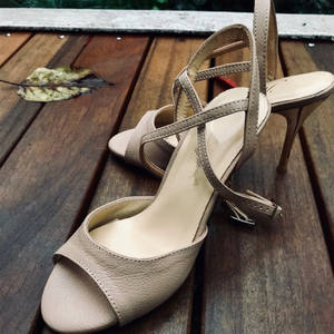 Evkoodance's Latest Fashion Nude Genuine Leather 9cm Heel Sexy Latin Salsa Tango Dance Shoes - Product Image 2