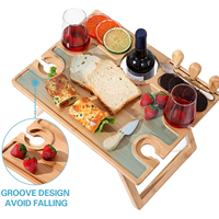 Petite Table à vin pliable en bambou pour pique-nique, pour Camping, piscine, bateau, plage, vente en gros