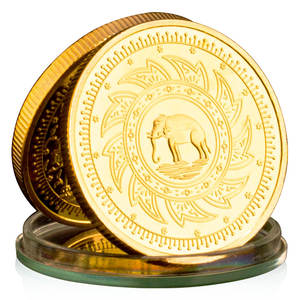 Koin Peringatan Gajah Thailand Berlapis Emas Logam Suvenir Koleksi Seni Kuil Buddha Koin Keberuntungan Desain Asli - Product Image 2