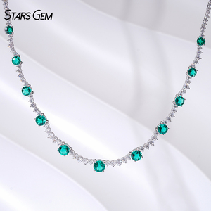 Collier fin unisexe Starsgem de luxe plaqué or blanc 14 carats avec émeraude de laboratoire ronde de 20 carats, 16 pouces, pour les fêtes - Product Image 1