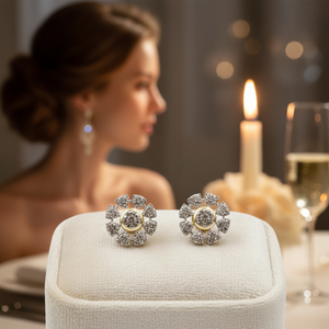 Boucles d'oreilles en diamant cultivées en laboratoire en or jaune Boucles d'oreilles élégantes en diamant en or avec diamants fabriqués par l'homme Boucles d'oreilles en or de qualité supérieure - Product Image 3