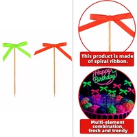 Çok Satan UV Floresan Fiyonklu Pasta Süsü, Parlak Neon Işık Efekti, Işıltılı Temalı Doğum Günü Partileri için Süper Göz Alıcı.