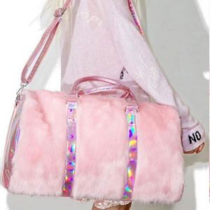 Bolsa de Viaje de Felpa Rosa con Diseño Holográfico Láser, Moda Invierno 2023, para Mujer - Product Image 3