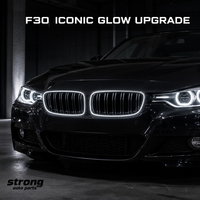 Calandre avant double lamelles noires brillantes en ABS avec LED blanches, compatible avec BMW Série 3 F30 F31 2012-2018 avec faisceau de câblage