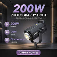 Éclairage professionnel à sortie continue 200W, lumière de studio LED bicolore 2700~6500K, 12 effets lumineux, système de refroidissement silencieux par ventilateur