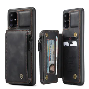 Hot Verkoop Kick Stand Zwart Lederen Telefoon Case Wallet Bag Case Voor Samsung A71