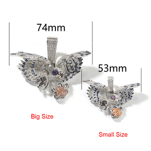 2024 Hip <span class=keywords><strong>Hop</strong></span> Vintage Rap Bijoux Plein Glacé CZ Diamant Oiseau Pendentif Exquis En Laiton Zircon Incrustation Coloré Cuivre Collier - Product Image 4