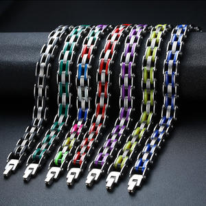 Braccialetto in acciaio inox titanio acciaio inox e titanio bicicletta Silicone braccialetto per gli uomini Hip Hop - Product Image 6