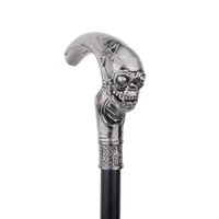 Canne de randonnée en alliage d'aluminium avec poignée en T tête de fantôme argentée pour Halloween