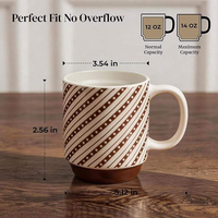 Vente en gros de tasses à café en céramique personnalisées de style japonais, mignonnes, bicolores, brunes, empilables, 14 oz