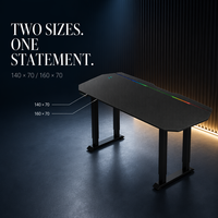 Bureau de Gaming Électrique AOR à Double Moteur 160x70cm, Robuste, Commercial, Réglable en Hauteur, Charge 150kg-250kg, Grand Format Profond