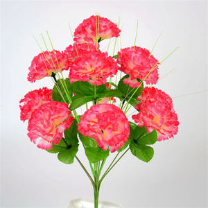 Bouquet de fausses fleurs en soie, 12 têtes, œillets artificiels pour cimetière, vente en gros d'usine - Product Image 4