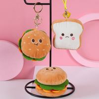 Mignon Pain Hamburger Porte-clés En Peluche Jouet Poupée Grille-pain Poupée Porte-clés En Peluche Sac Pendentif Poupée En Peluche Porte-clés