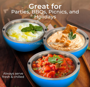 Set di Ciotole Refrigeranti Blu con Coperchi in Silicone, Ciotole in Acciaio Inox per Servire Salse, Guacamole, Condimenti e Salse da Intingere - Product Image 1