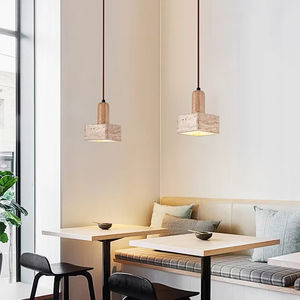 Moderno E27 220V foro di travertino Lava LED pietra da pranzo ciondolo caldo lampadario bianco luce per alberghi ville medio - Product Image 3