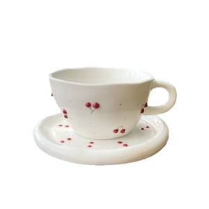 <span class=keywords><strong>Taza</strong></span> <span class=keywords><strong>de</strong></span> Cerámica Pintada a Mano con Diseño <span class=keywords><strong>de</strong></span> Cereza, Color Subesmaltado, Estilo Japonés Exquisito <span class=keywords><strong>de</strong></span> Alta Calidad, 300ml, con Asa, Vajilla para Té - Product Image 5