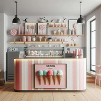 Comptoir de caisse en bois sur mesure de grande taille de qualité supérieure, comptoir de réception pour les commandes, bar pour les glaces, les gâteaux et les desserts