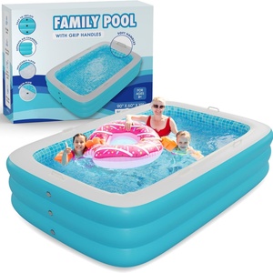 Piscine gonflable portable d'extérieur en PVC à motif requin, jouet de piscine pour la famille - Product Image 1