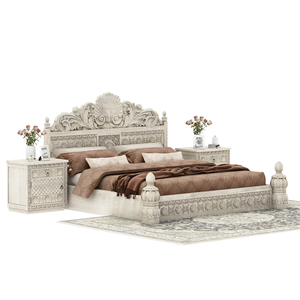 Elegant Maharaja Hand Carved <b>Bed</b> <b>Queen</b> <b>Size</b> With Intricate Wooden Design Sturdy <b>Frame</b> Durable Solid Wood Perfect For Luxury - Product Image 6