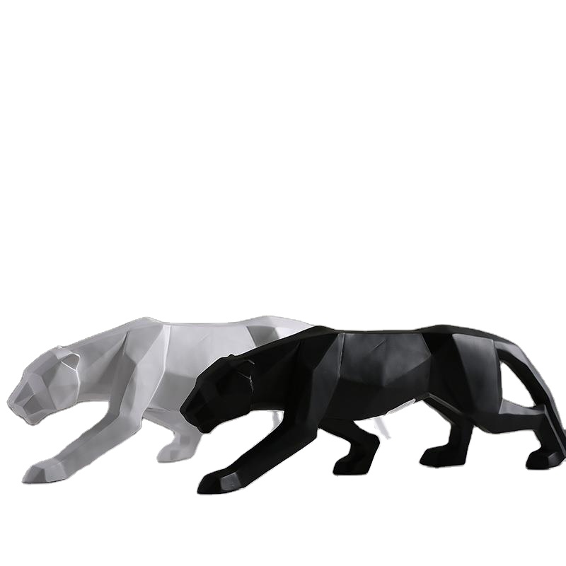 Современная Абстрактная статуэтка ручной работы Золотая Черная пантера полимерная леопардовая статуя Декор подарок крафт орнамент