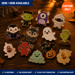 Pins de esmalte personalizados de Halloween: Monstruo, <span class=keywords><strong>Momia</strong></span>, Vampiro, Hombre Lobo, Zombi, Mano de Diablo, Fantasma, Frankenstein. Pin de solapa, insignia. OEM ODM a granel. - Product Image 1