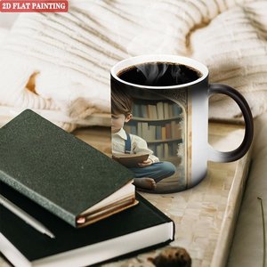 Mug personnalisable avec motif de texte, mug vide en céramique noir givré de 11 oz, tasse à changement de couleur activée par la chaleur - Product Image 3