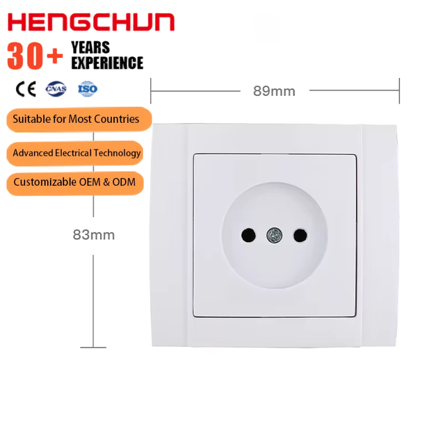 Wall Socket 16A 250V EU Standard 2 Pin Schuko Power Outlet with Grounding ABS Panel Light Switch and Sockets