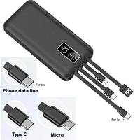 Eingebaute 4-Kabel Tragbare Powerbank 10000mAh 22,5W PD Schnellladung LED-Anzeige USB-C Powerbank für iPhone für Samsung Reise