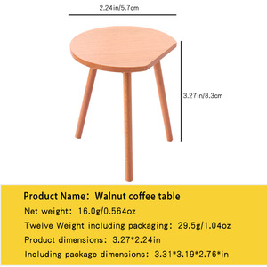 Miniatur-Lebensmittel-Spielzeug Kirschholz-Couchtisch 1:12 für Ob11 Puppenhaus 6-Punkt-Bjd-Möbel Puppenhausmöbel - Product Image 5