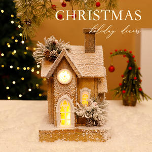 Cabane <span class=keywords><strong>de</strong></span> Noël artisanale en bois, <span class=keywords><strong>maison</strong></span> <span class=keywords><strong>de</strong></span> neige lumineuse, ornement personnalisable en couleur et taille, style vintage européen, mini décoration - Product Image 6