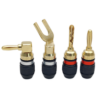 Connecteur banane plaqué or 4 mm, bandes de polarisation rouge-bleu, poignée en caoutchouc à nervures verticales pour borne de connexion d'amplificateur de haut-parleur