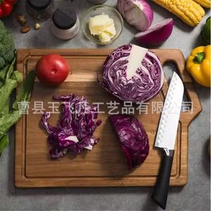Tabla de cortar de madera de acacia rectangular con asa, tamaño pequeño, mediano y grande para uso en la cocina - Product Image 2