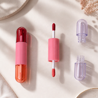 Tubes de gloss à lèvres en capsule, fini liquide mat, couleurs rose, transparent, rose baie, corail, avec applicateurs floqués, format voyage, vente en gros, personnalisable