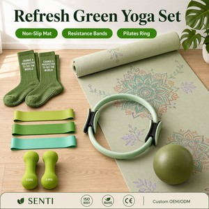 Premium Quality High Density Yoga Gift Set Mat <b>Magic</b> Circle Foam Roller Strap Bag and Exercise Band for Her St-yjtz-002 Non-Slip - Product Image 2