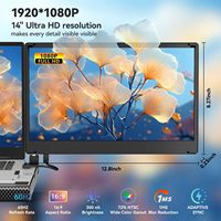 Kwumsy 14 "Compatible avec Win Mac OS Easy Folding With Stand Triple Portable Monitor Dual Extra LCD Screen