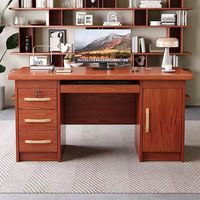 Escritorio de Computadora Moderno y Minimalista para Oficina con Cajones, Mesa de Escritura de Madera Sólida Ecológica para Oficina en Casa
