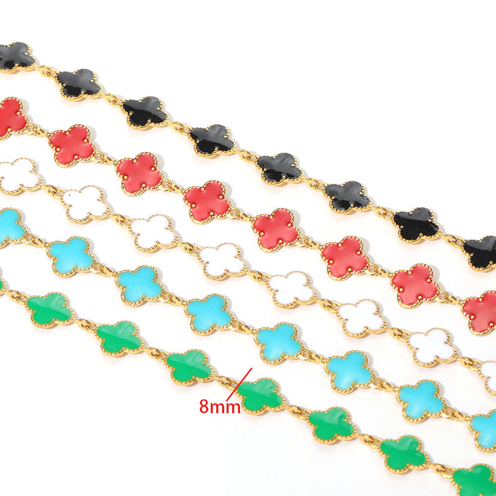 Shop High Quality Enamel Four Leaf Clover Stainless Steel Chain
