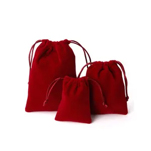 Hot Sale Large Size Soft Christmas Wedding Velvet Drawstring Gift Bags Jewelry Packing Red Velvet Bags phone velvet bags