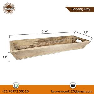 Bandeja de servicio larga rectangular de madera de fabricante indio con asas Bandeja de estilo antiguo de la mejor calidad para uso en comedor y servicio - Product Image 4