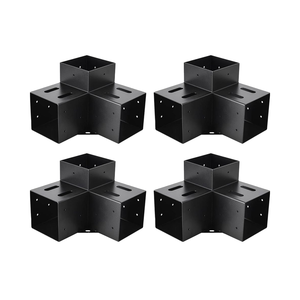 4x4 3 voies Pergola/Gazebo support 90 ° Angle droit Extension d'angle <span class=keywords><strong>noir</strong></span> poudre enduit bricolage modulaire dimensionnement matériel 4 pièces - Product Image 1