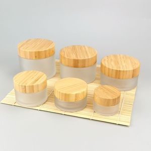 Barattoli in <span class=keywords><strong>Vetro</strong></span> Satinato con Coperchio in Bambù 200 <span class=keywords><strong>ml</strong></span> 150 <span class=keywords><strong>ml</strong></span> 100 <span class=keywords><strong>ml</strong></span>, <span class=keywords><strong>Vasetti</strong></span> Cosmetici in Bambù <span class=keywords><strong>50</strong></span> <span class=keywords><strong>ml</strong></span> 30 <span class=keywords><strong>ml</strong></span> 15 <span class=keywords><strong>ml</strong></span>, Contenitori per Burro Corpo con Coperchio in Bambù - Product Image 1