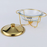 Luxuriöses Speisenwärmer-Set aus Glas, Rund, Chafing Dish für Hochzeiten, Partys, Hotel-Buffets