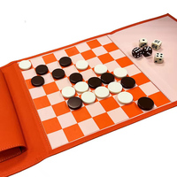Benutzer definierte tragbare Reise Schachspiel Leder Roll-up Backgammon Board mit Checker Pieces