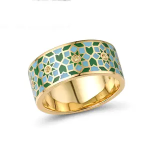 Unique Designs 925 Sterling Silver Enamel Wedding Band Rings Jewellery for Women